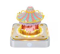 Bloc-notes calendrier 2026 avec lumière - Décoration de bureau créative à faire soi-même - En forme de château - Sculpture sur papier 3D (Carousel pink, 1pcs)
