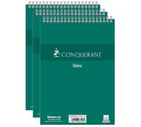 Bloc-notes - Conquérant - Lot de 3 - 14 8 x 21 cm - 180 pages - Couverture verte