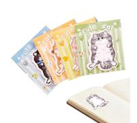 Bloc-notes en forme de chat mignon, notes mémo adhésives, 6,4 x 5,2 cm, bloc-notes avec construction en papier, papeterie chat dessin animé avec adorable design, fournitures de bureau pour étudiants
