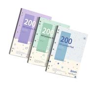 Bloc-notes ligné 200 pages bleu clair clair | Zone d'écriture spacieuse et trous perforés pour les études en classe, les tâches quotidiennes