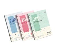 Bloc-notes ligné avec 200 pages, épingle bleu clair | Zone d'écriture spacieuse et trous perforés pour les études en classe, les tâches quotidiennes