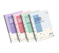 Bloc-notes ligné de 200 pages, lot de 4 | Zone d'écriture spacieuse et trous perforés pour les études en classe, les tâches quotidiennes
