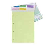 Bloc-notes lignés Pukka pour dyslexiques avec marge 100 pages 50 feuilles de 80 g/m² Format A4 couleur vert 1 - Pack