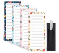Bloc-notes magnétique avec porte-stylo, lot de 4, 200 feuilles, liste de courses et tâches, réfrigérateur