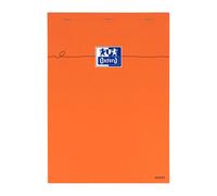 Bloc-notes orange Oxford 21 x 29,7 cm agrafé - A4 grands carreaux seyès - 80 Feuilles