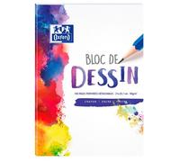 Bloc-notes Oxford dessin A4 réglure unie blanche 100 pages collé côté couverture colorée