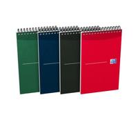 Bloc-notes Oxford office Essentials 12,5x20cm ligné 8mm 140 pages reliure spirale couverture carte coloris assortis