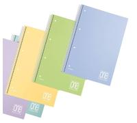 Bloc-notes spirale format A4, quadrillé 5 mm, 80 feuilles, 80 g, couleur pastel