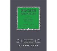 ARCHES Aquarelle - Bloc 12 feuilles 29,7x42 collé petit côté - 300g/m² - grain fin, blanc naturel, 4 bords francs