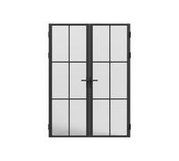 Bloc porte à deux battants en aluminium et verre dépoli - 2 x H204 x L83 cm - Noir - SEROTO