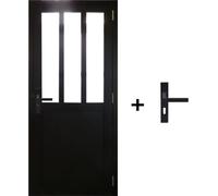 Bloc Porte Atelier Noir H204 x L73 cm Poussant GaucheCôte Tableau,Poignee