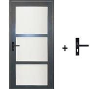 Bloc Porte Blakeria Gris Anthr Vitrée H204 x L73 cm Côte Tableau P.Droit,Poignee
