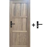 Bloc Porte bois Frake 3 Panneaux H204 x L83 cm Côte Tableau P.Droit, Poignee