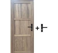 Bloc Porte bois Frake 3 Panneaux H204 x L83 cm Côte Tableau P.Gauche, Poignee