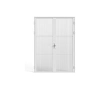 Bloc porte double battant réversible MASERU aluminium et verre trempé texturé - 2 x H204 x L73 cm - Blanc
