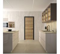 Bloc porte isotherme avec huisserie - OPTIMUM - Premium - Chêne authentique - Poussant gauche / ajustable - H 204 x Ep 4,4 x L 83 cm