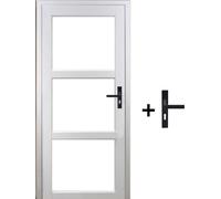 Bloc Porte Kenya Blanc Vitrage transparent H204 x L83 cm Côte Tableau P.Gauche,Poignee