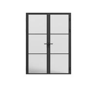Bloc porte réversible à deux battants en aluminium et verre dépoli - 2 x H204 x L73 cm - Noir - MASERU