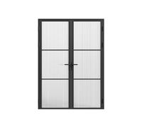 Bloc porte réversible à deux battants en aluminium et verre texturé - 2 x H204 x L93 cm - Noir - MASERU