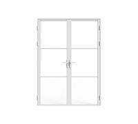 Bloc porte réversible à deux battants en aluminium et verre trempé - 2 x H204 x L73 cm - Blanc- MASERU