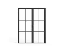 Bloc porte réversible à deux battants en aluminium et verre trempé - 2 x H204 x L73 cm - Noir - SEROTO