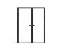 Bloc porte réversible à deux battants en aluminium et verre trempé - 2 x H204 x L83 cm - Noir - LOXTON
