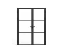 Bloc porte réversible à deux battants en aluminium et verre trempé - 2 x H204 x L93 cm - Noir - MASERU
