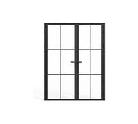 Bloc porte réversible à deux battants en aluminium et verre trempé - 2 x H204 x L93 cm - Noir - SEROTO