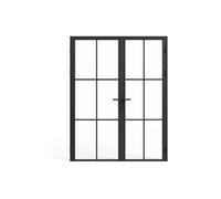Bloc porte réversible à deux battants en aluminium et verre trempé - 2 x H204 x L93 cm - Noir - SEROTO