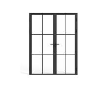 Bloc porte réversible à deux battants en aluminium et verre trempé - 2 x H204 x L93 cm - Noir - SEROTO
