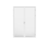 Bloc porte réversible à deux battants en aluminium et verre trempé dépoli - 2 x H204 x L73 cm - Blanc - LOXTON