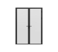 Bloc porte réversible à deux battants en aluminium et verre trempé dépoli - 2 x H204 x L73 cm - Noir - LOXTON