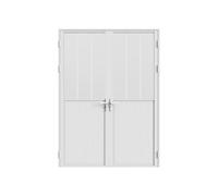 Bloc porte réversible à deux battants en aluminium et verre trempé dépoli style atelier - 2 x H204 x L73 cm - Blanc - ERMELO