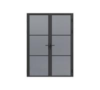 Bloc porte réversible à deux battants en aluminium et verre trempé fumé - 2 x H204 x L73 cm - Noir - MASERU