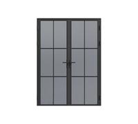 Bloc porte réversible à deux battants en aluminium et verre trempé fumé - 2 x H204 x L73 cm - Noir - SEROTO