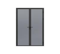 Bloc porte réversible à deux battants en aluminium et verre trempé fumé - 2 x H204 x L83 cm - Noir - LOXTON