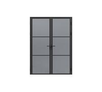 Bloc porte réversible à deux battants en aluminium et verre trempé fumé - 2 x H204 x L83 cm - Noir - MASERU