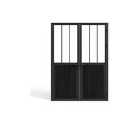 Bloc porte réversible à deux battants en aluminium et verre trempé style atelier - 2 x H204 x L73 cm - Noir - ERMELO