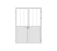 Bloc porte réversible à deux battants en aluminium et verre trempé style atelier - 2 x H204 x L83 cm - Blanc - ERMELO