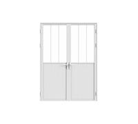 Bloc porte réversible à deux battants en aluminium et verre trempé style atelier - 2 x H204 x L83 cm - Blanc - ERMELO