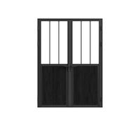 Bloc porte réversible à deux battants en aluminium et verre trempé style atelier - 2 x H204 x L83 cm - Noir - ERMELO