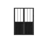 Bloc porte réversible à deux battants en aluminium et verre trempé style atelier - 2 x H204 x L93 cm - Noir - ERMELO