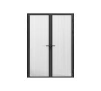 Bloc porte réversible à deux battants en aluminium et verre trempé texturé - 2 x H204 x L73 cm - Noir - LOXTON