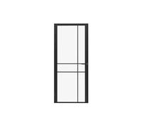 Bloc porte réversible avec design asymétrique en aluminium et verre trempé - H204 x L73 cm - Noir - SANIVA