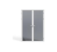 Bloc porte réversible deux battants LOXTON - aluminium et verre trempé fumé - 2 x H204 x L73 cm - Blanc