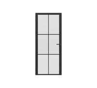 Bloc porte réversible en aluminium et verre dépoli - H204 x L83 cm - Noir - SEROTO