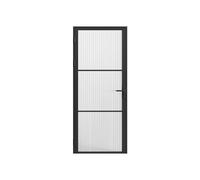 Bloc porte réversible en aluminium et verre texturé - H204 x L83 cm - Noir - MASERU