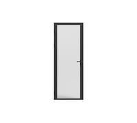 Vente-unique - Bloc porte réversible en aluminium et verre trempé dépoli - H204 x L73 cm - Noir - LOXTON