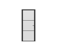 Bloc porte réversible en aluminium et verre trempé dépoli - H204 x L73 cm - Noir - MASERU
