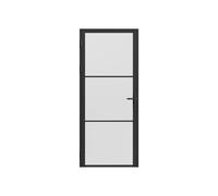 Bloc porte réversible en aluminium et verre trempé dépoli - H204 x L73 cm - Noir - MASERU